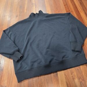 Rae Mode Scuba Ribbed Mock Neck Pullover Ink Black Size Large